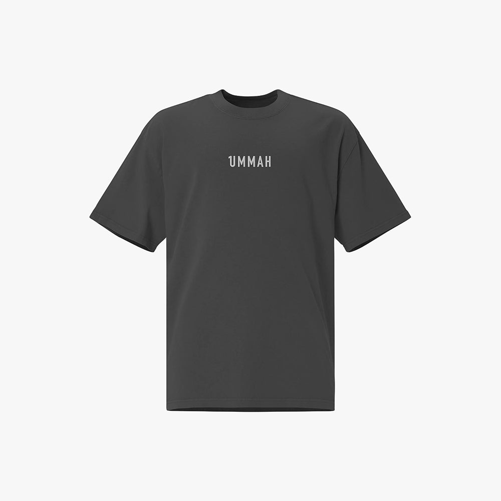 One Ummah (Black) - Oversized T-Shirt (Schriftzug eingenäht)